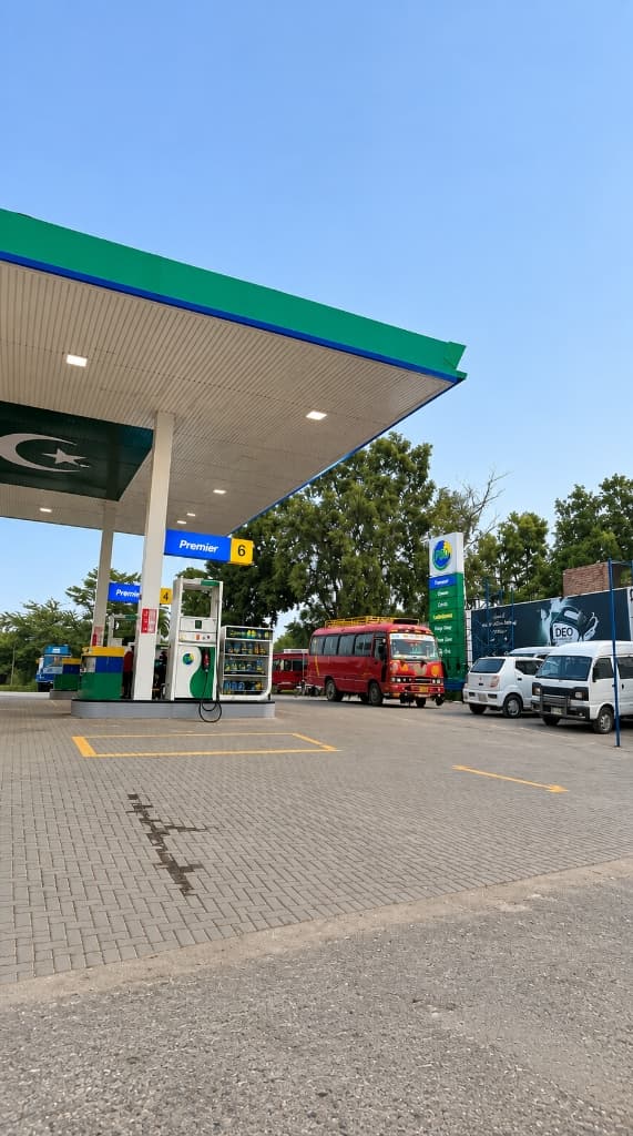 High-clearance commercial forecourt at Mashaal PSO Station Raiwind